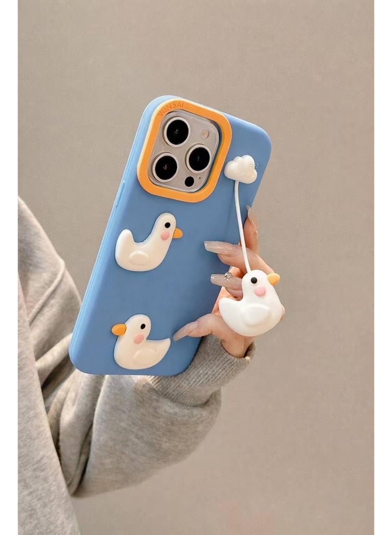 Ecosystem Stylish 3D Cartoon Case Compatible for iPhone 16 Pro Max, All-Round Protection, Anti-Slip, Scratch-Resistant, and Fun Aesthetic Cover IPhone 16 pro max (Blue Duck) - Image 1